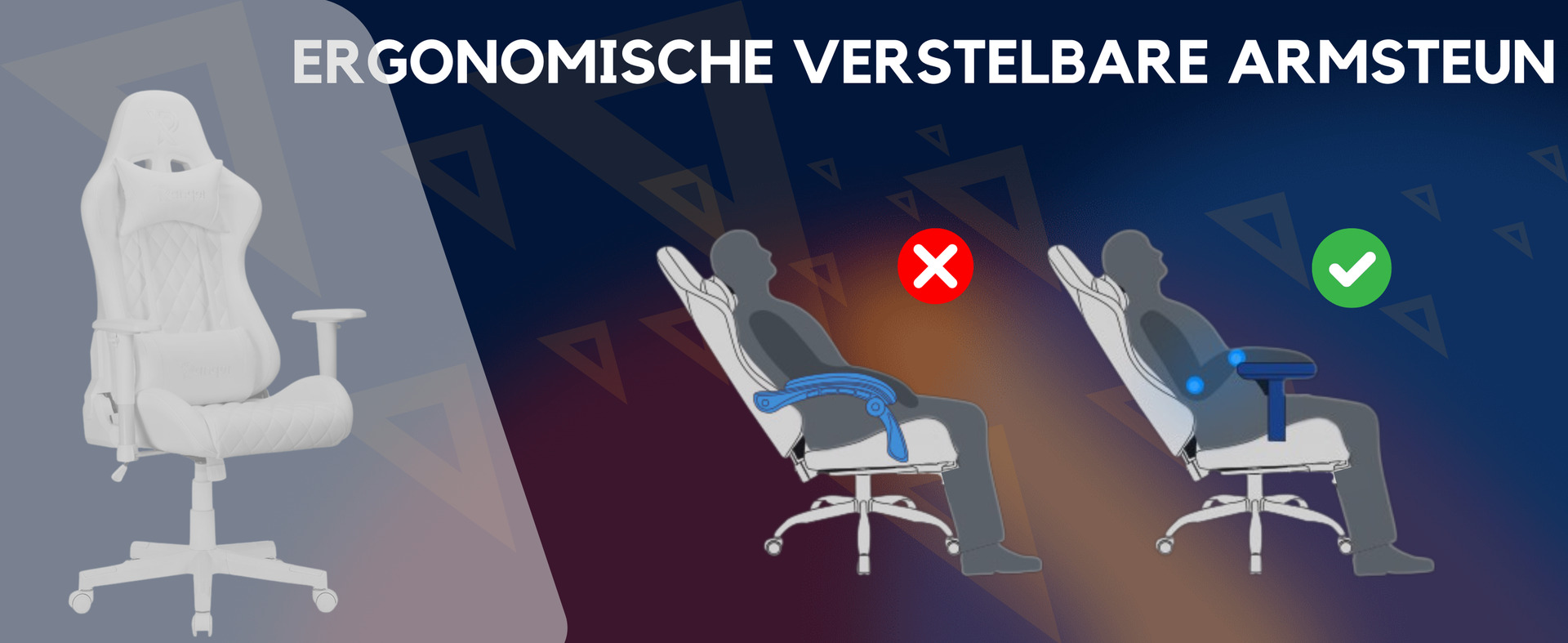 Ergonomische verstelbare armsteunen: fout vs goed met ondersteuning